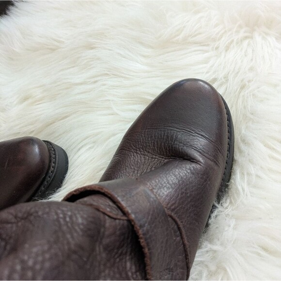 Frye Veronica Short Moto Boots Size 7.5 Dark Brown Leather Ankle Calf Booties - Picture 7 of 13